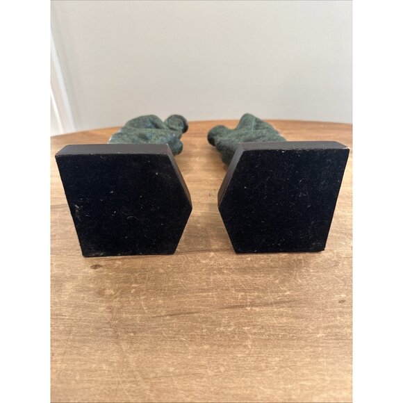 Rodin The Thinker Cast Metal Bookends Green Faux Verdigris Finish Vintage - Picture 5 of 12